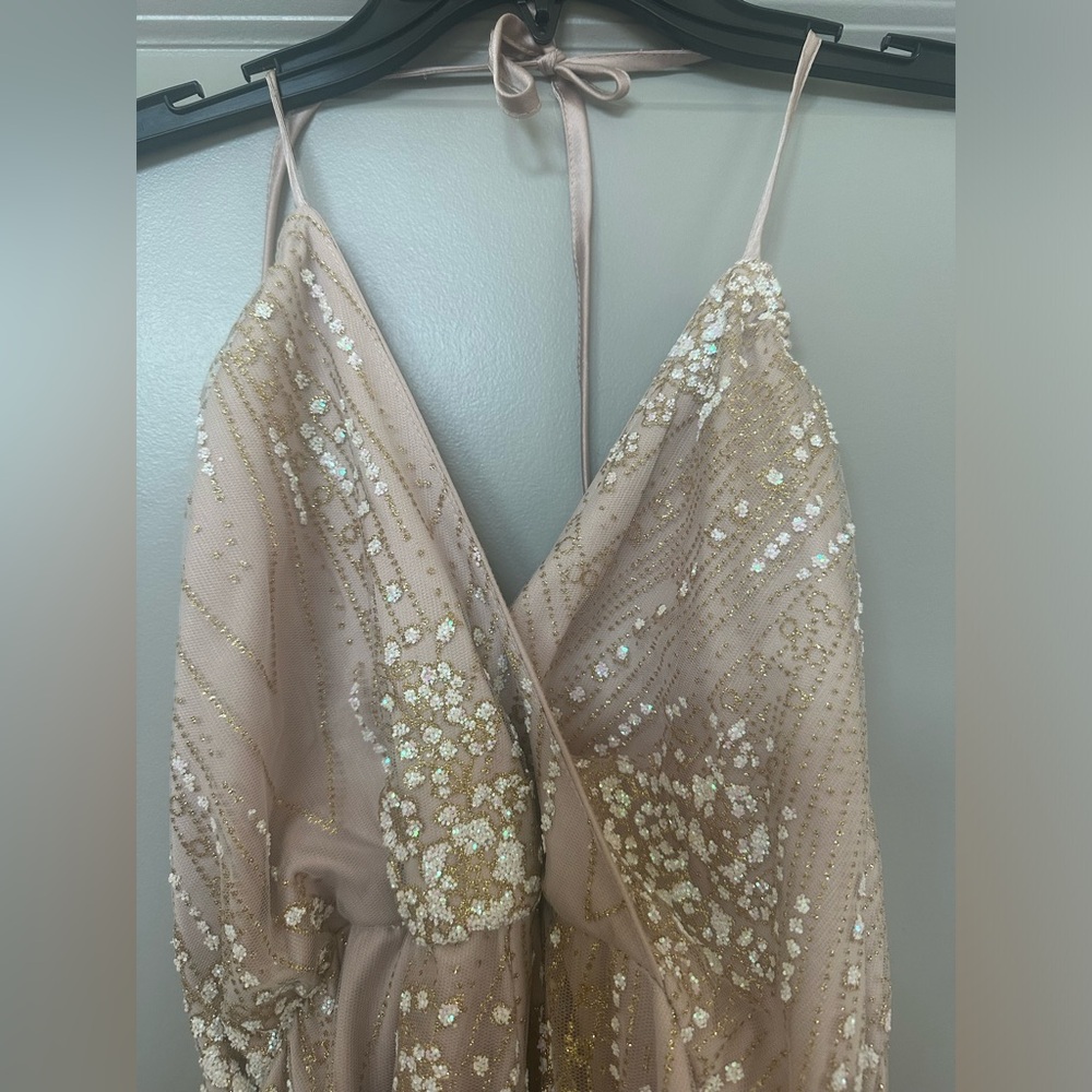 Hello Molly Blush Sequin Wrap Romper - Picture 5 of 5